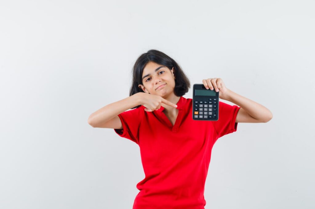 Image of a girl calculating her age using an age calculator